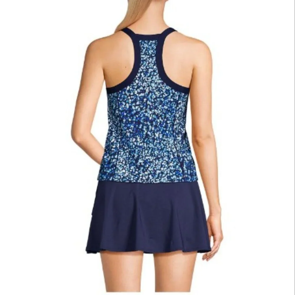 High Neck Zip Front Racerback Tankini Swimsuit Top - Size: 4 Long - NWT